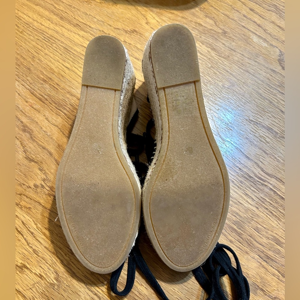 Tory Burch Color Block Canvas Ankle Tie Wedge Espadrille Shoes Size 8 **GORGEOUS - Picture 16 of 16